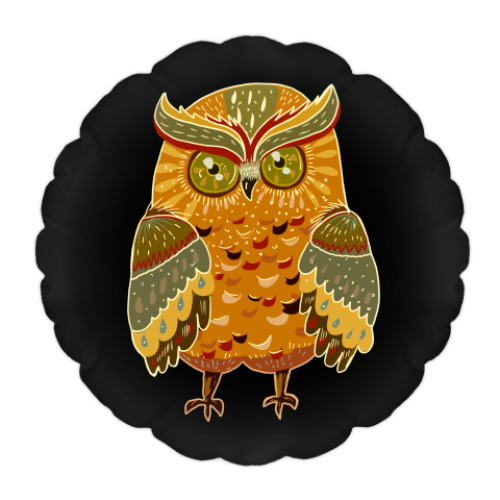 Подушка с принтом Яркая сова