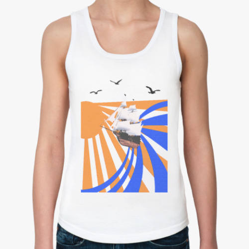 Женская майка с принтом Кораблик