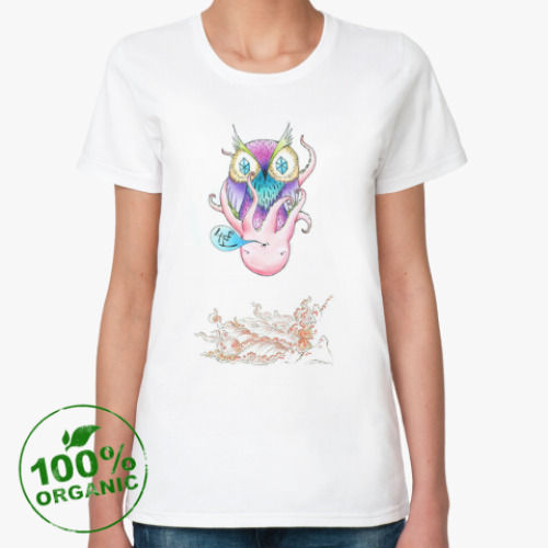 Женская футболка из органик-хлопка Сова с осьминогом