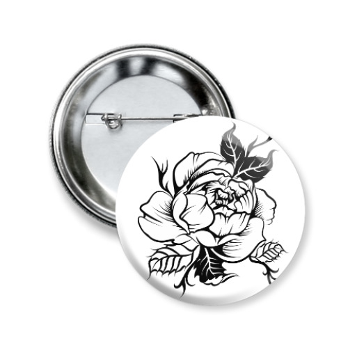 Значок 50мм с принтом Пион