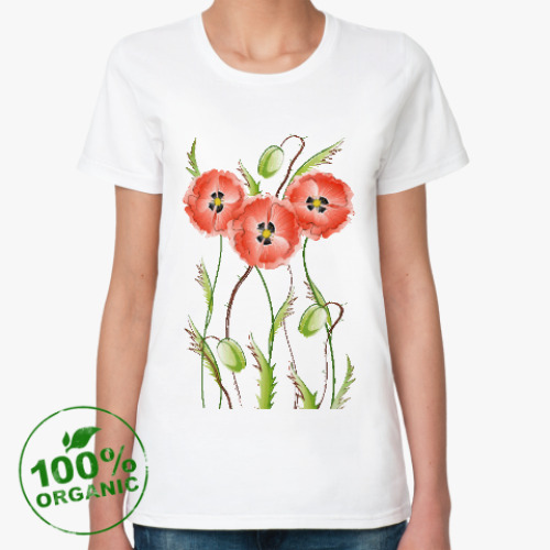 Женская футболка из органик-хлопка с принтом Маки