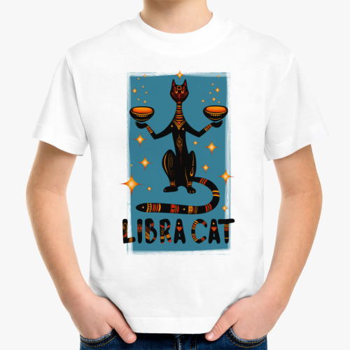 Детская футболка с принтом КОШКА ВЕСЫ