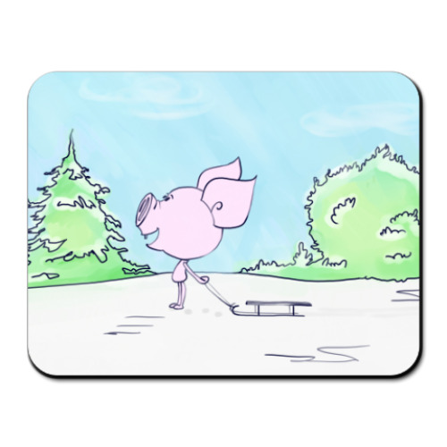 Коврик для мыши с принтом поросенок