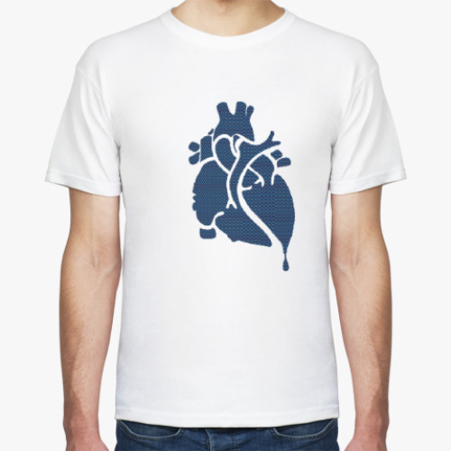 Футболка с принтом Сердце синяя клетка