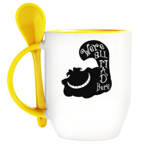 Кружка с ложкой Алиса в стране чудес/ Alice in wonderland