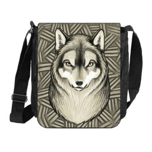 Сумка на плечо (мини-планшет) с принтом Волк