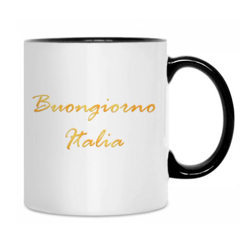 Кружка Buongiorno Italia. Декоративный текст.