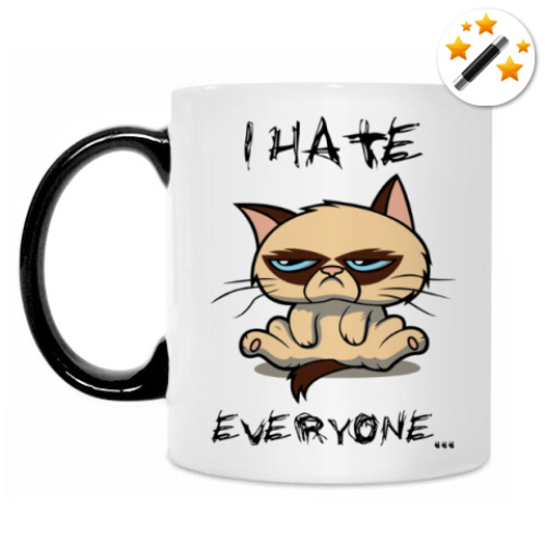 Кружка-хамелеон с принтом Недовольный кот ( Grumpy cat )