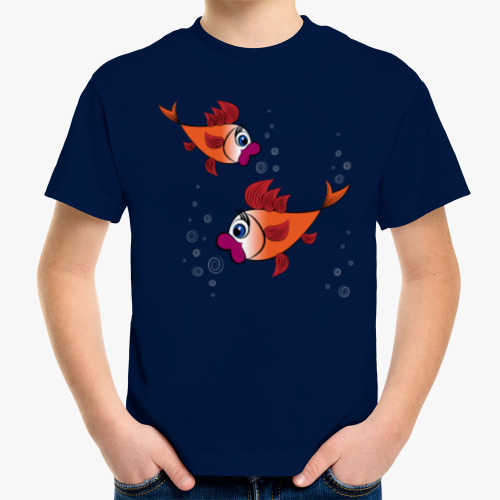 Детская футболка с принтом Золотые рыбки