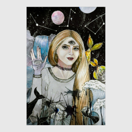 Постер Портрет, космос, звезды, созвездия, планеты