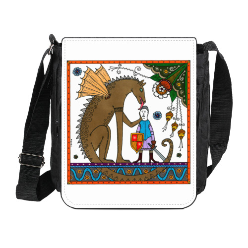 Сумка на плечо (мини-планшет) с принтом Дракон, укрощающий св. Георгия