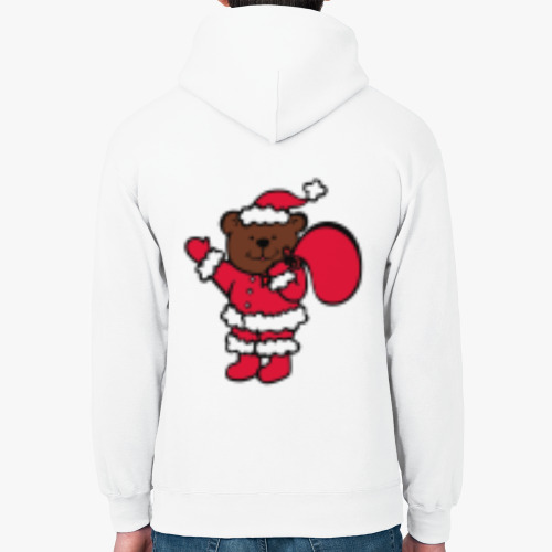 Толстовка худи с принтом Новогодний мишка