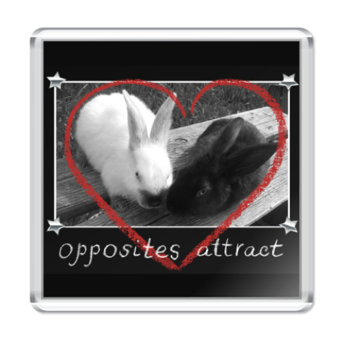 Магнит с принтом Противоположности притягиваются