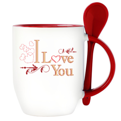 Кружка с ложкой с принтом Мишки Тедди