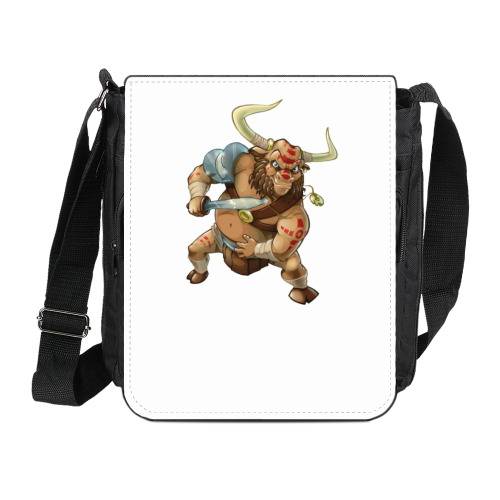 Сумка на плечо (мини-планшет) с принтом Бык-гладиатор