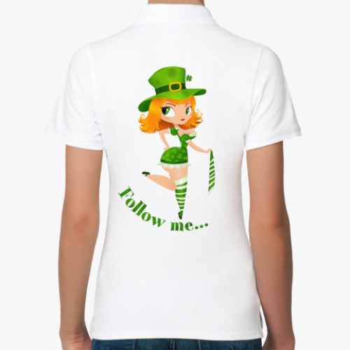Женская рубашка поло (печать) с принтом Follow me...
