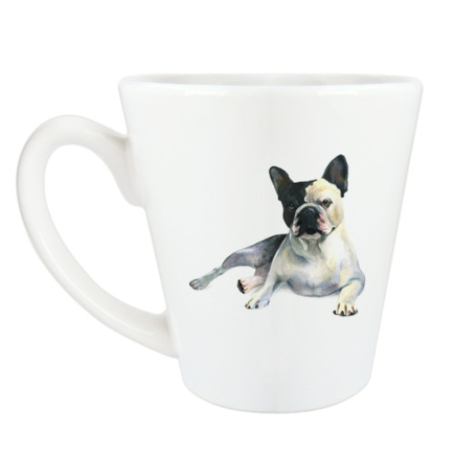 Чашка Латте с принтом Французский бульдог