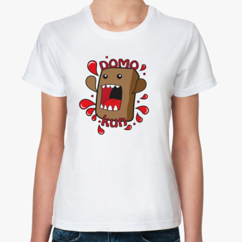 Классическая футболка с принтом Domo kun