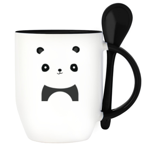 Кружка с ложкой с принтом Панда