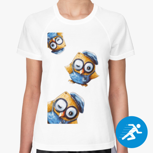 Женская спортивная футболка с принтом Совята - художники