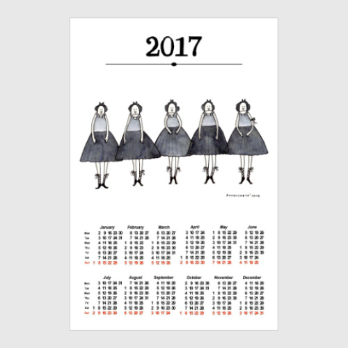 Постер с принтом Calendar 2017 Календарь