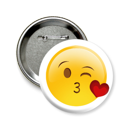 Значок 58мм Emoji Смайл: Воздушный Поцелуй
