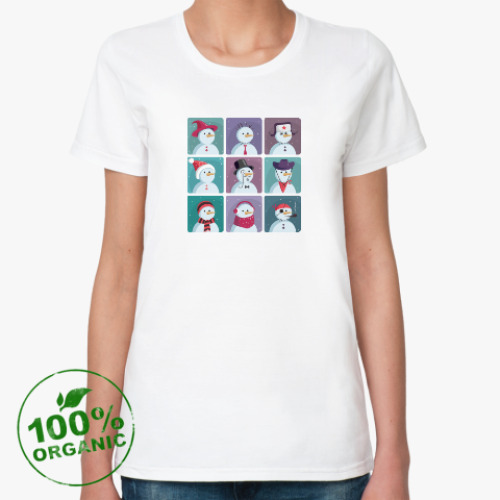Женская футболка из органик-хлопка 9 забавных снеговиков