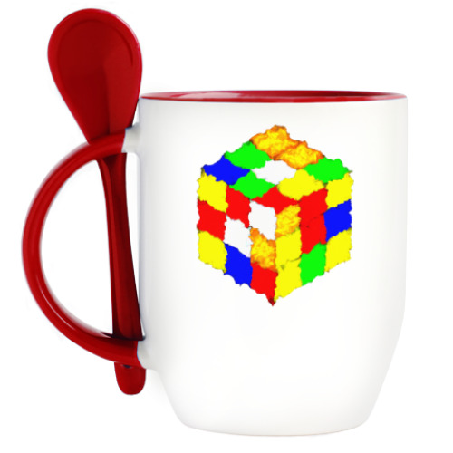 Кружка с ложкой Кубик Рубика