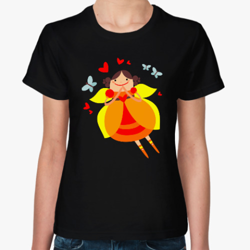 Женская футболка с принтом На крыльях любви