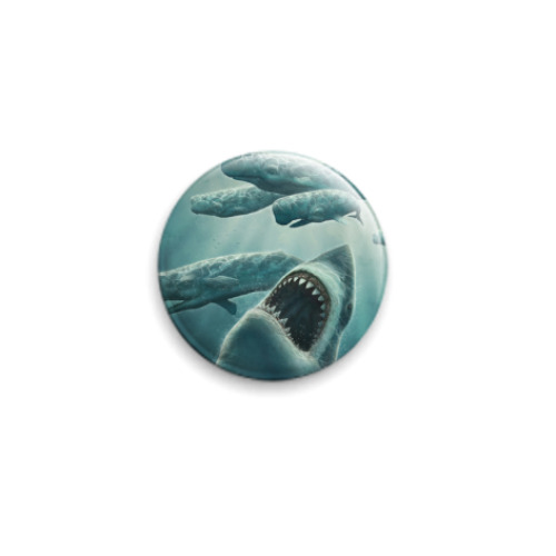Значок 25мм с принтом  Sharks