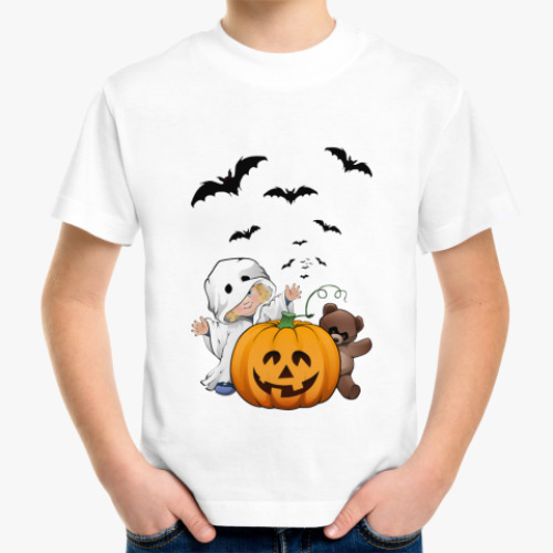 Детская футболка с принтом  Счастливая тыковка