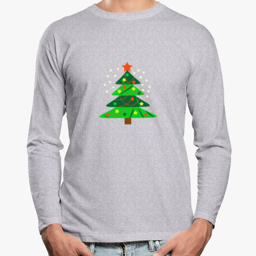 Лонгслив с принтом Новогодняя ёлка