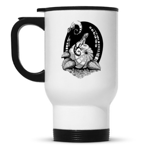 Кружка-термос с принтом Ящерки