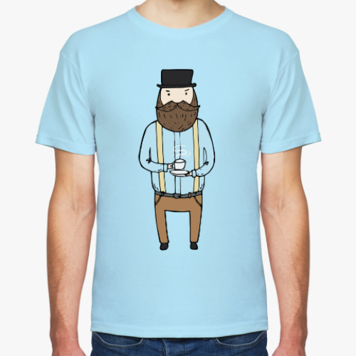 Футболка с принтом Джентльмен с чашечкой чая