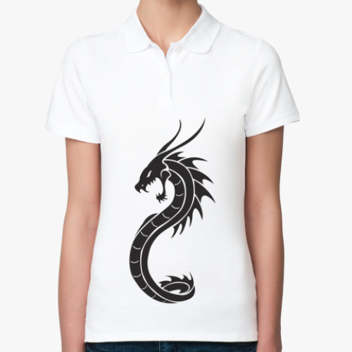 Женская рубашка поло (печать) с принтом Дракон