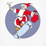 Новогодний принт с Дедом Морозом. Санта на скейте