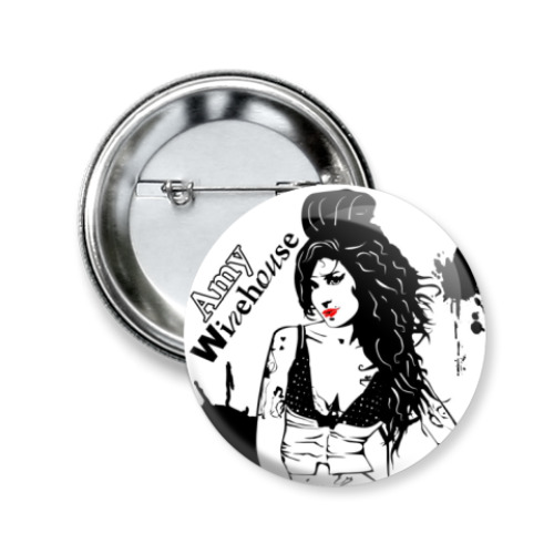 Значок 50мм с принтом Эми Уайнхаус - Amy Winehouse