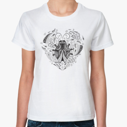 Классическая футболка Сердце и божья коровка
