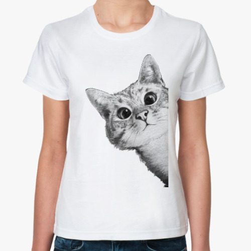 Классическая футболка Любопытный котик