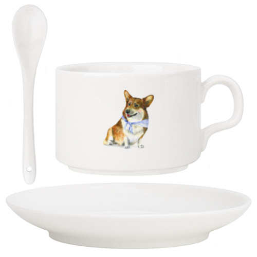 Кофейный набор с принтом Корги