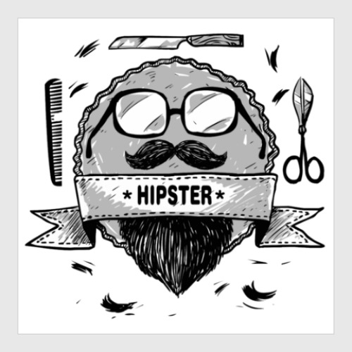 Постер с принтом Хипстер борода и усы