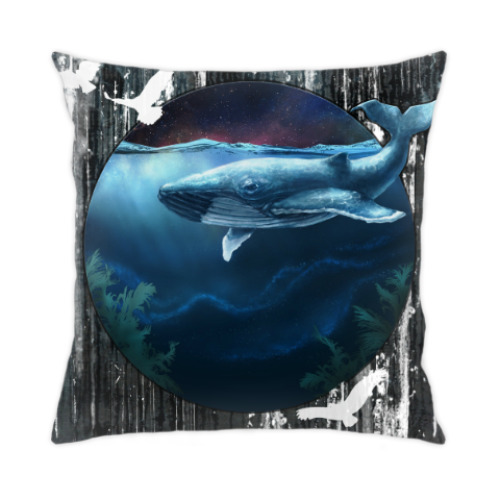Подушка Любителям подводного мира, кит, океан, космос