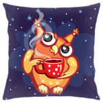 Сова с чаем и снежинками