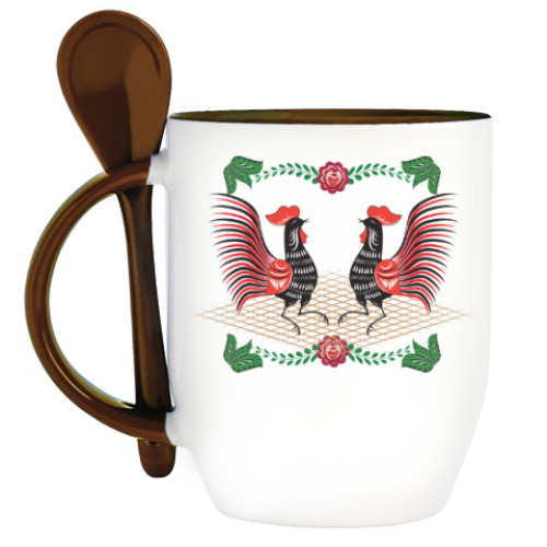 Кружка с ложкой с принтом Подарок куму