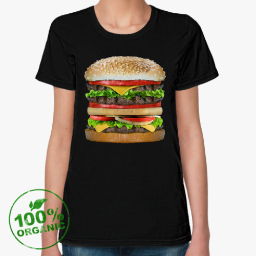 Женская футболка из органик-хлопка Вкусняшка гамбургер