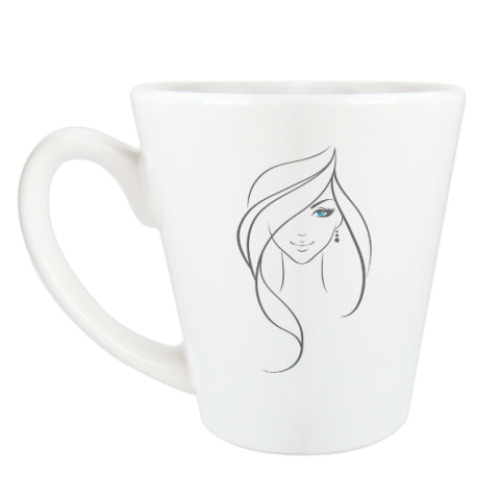 Чашка Латте с принтом девушка с голубыми глазами