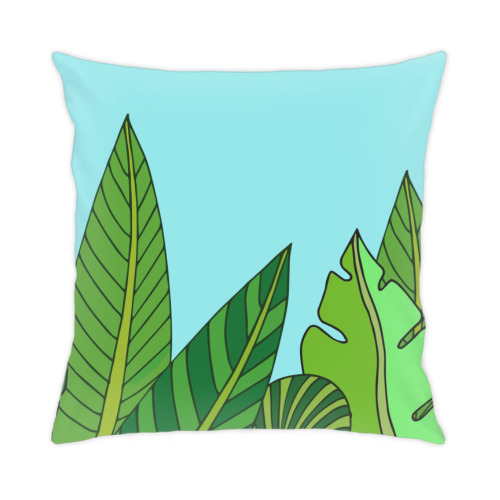 Подушка с принтом Тропический лес. Тукан