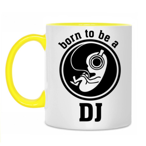 Кружка с принтом 'Рожден быть диджеем'