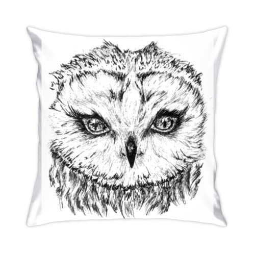 Подушка с принтом Хищная сова
