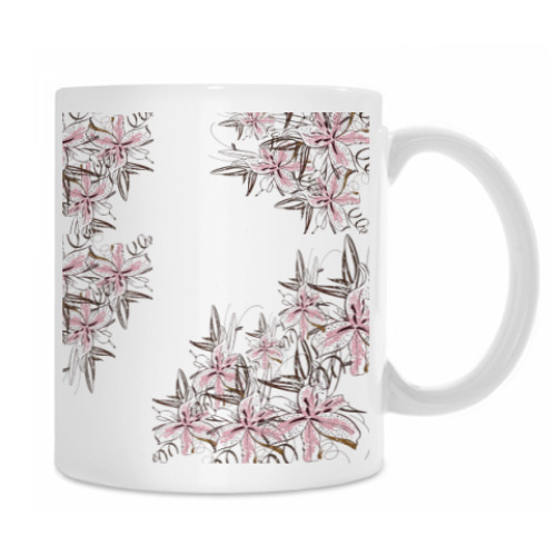 Кружка с принтом Лилии